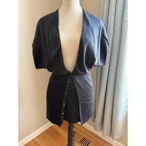 Marciano Black Silk Wrap Top with Gold Beads – Estimated Size Small